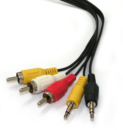 2x3.5mm (Stereo+Mono) Plug to 3xRCA Plug Cable 1.2m